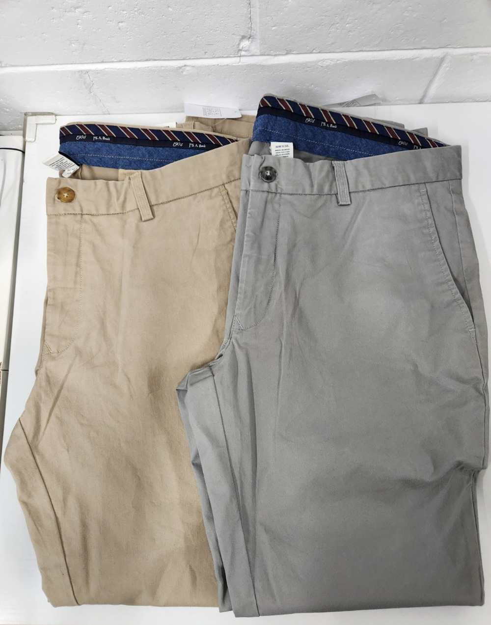 Joes. A. Bank 1905 Men's Bundle Of 2 Slim Fits Chino Pants 36x32, Gray & Khaki